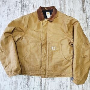 Vintage Carhartt Jacket Mens 44 Regular J02 Brown Duck Canvas Quilted Full Zip